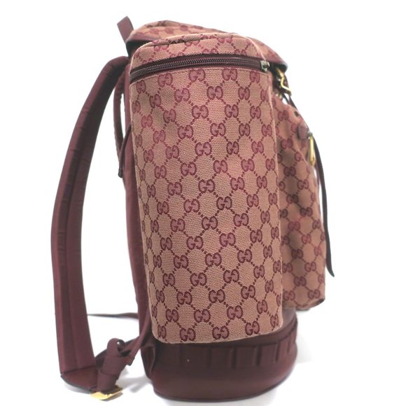 GUCCI ALPINA TREKKING BACKPACK BURGUNDY GG MONOGRAM CANVAS - Picture 4 of 12